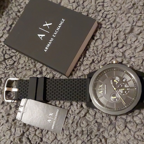 ARMANI EXCHANGE CHRONOGRAPH BLACK SILICONE WATCH AX1344 - Picture 3 of 8